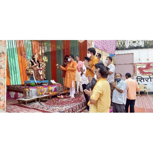 राम झरोखा मैदान में देवी प्रतिमा व घट स्थापना धूमधाम से हुई