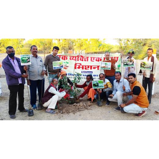 जगधणी गौशाला परिसर में किया पौधा रोपण : एक व्यक्ति एक पौधा मिशन संस्था शिवगंज